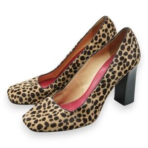 Kate Spade New York Women's  Fur Leopard Print Block Heels - 6.5B $288 Italy Mad